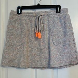 Lilly Pulitzer - Gray Heather Drawstring Skirt w/ Orange Tassels & Pockets Sz M